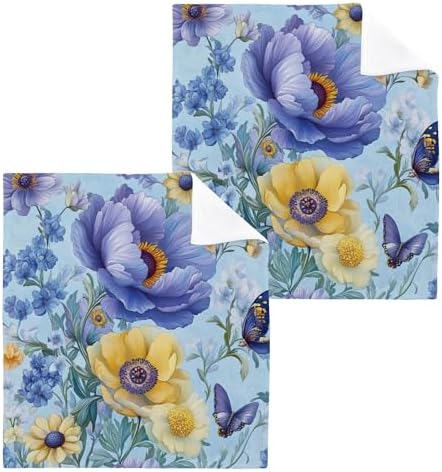 Xigua Beautiful Floral Pattern Washcloths Set of 2 1