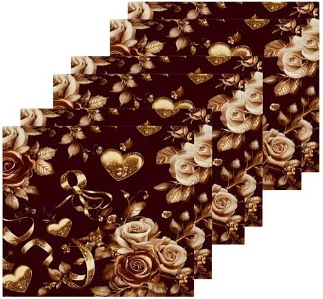 Xigua Gold Hearts Washcloths Set of 2 12x12 Inch