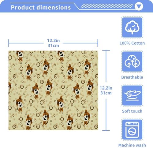 Yegame Dog Paw 2-Piece Washcloth Set 12x12 Pure Cotton