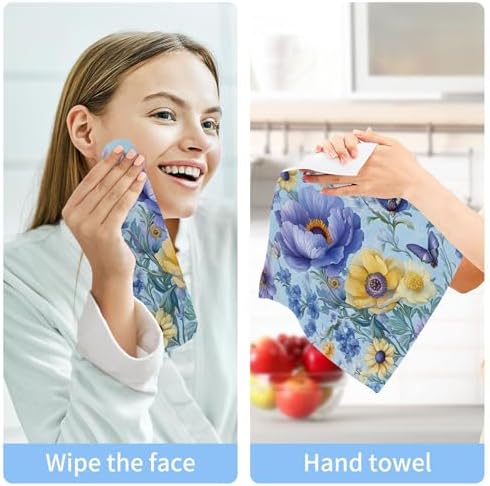 Xigua Beautiful Floral Pattern Washcloths Set of 2 1