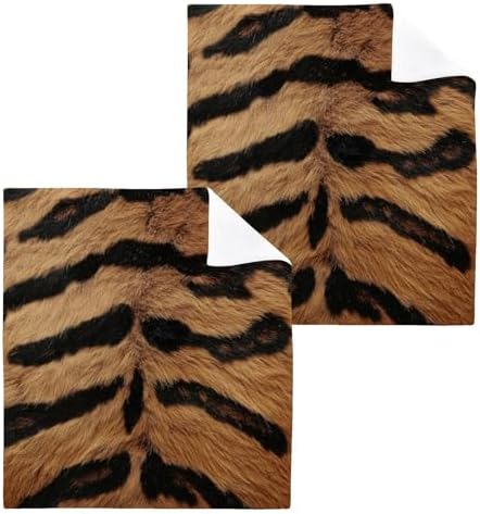 VIBRANT Tiger Skin Texture 2-Pack Washcloths for Bathroom