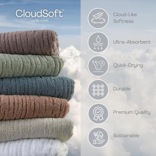 SKL Home CloudSoft Cotton 4-Piece Washcloth Set