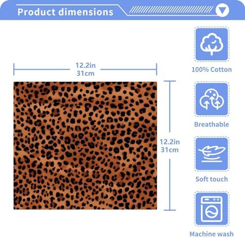 Kigai Leopard Print Washcloths Soft Absorbent Face Towels 2-Piece Set