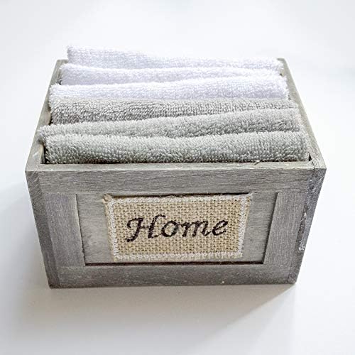 Brielle Home 6 Piece Washcloth Set with Wooden Crate 1