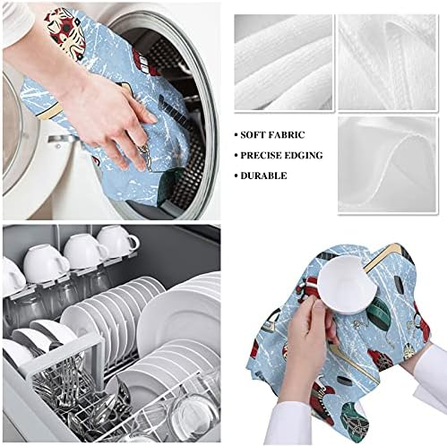 2Pack Microfiber Kitchen Towels with Sport Hockey Pattern