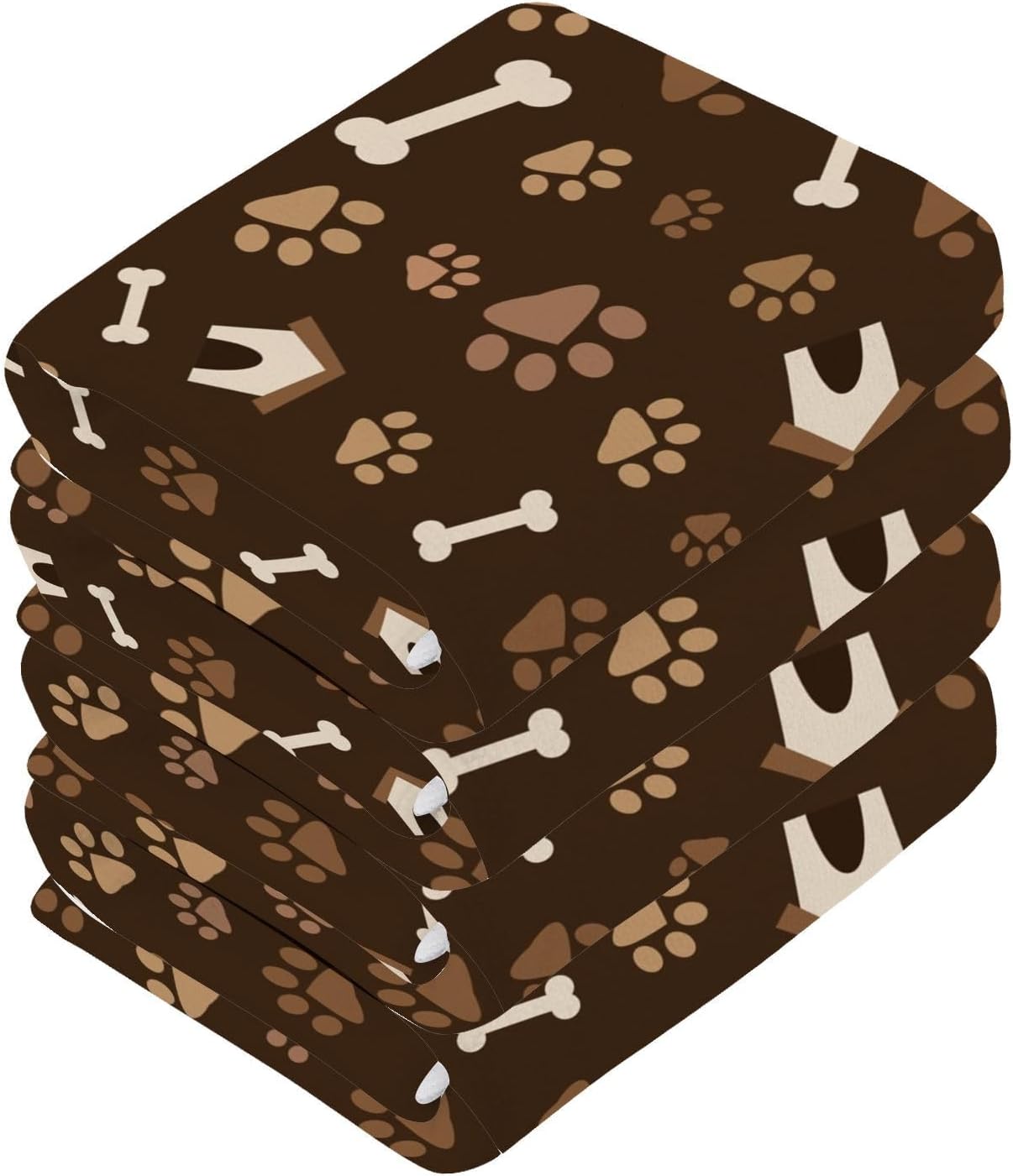 ALAZA Brown Footprints and Bones Washcloths Set 2 Pack
