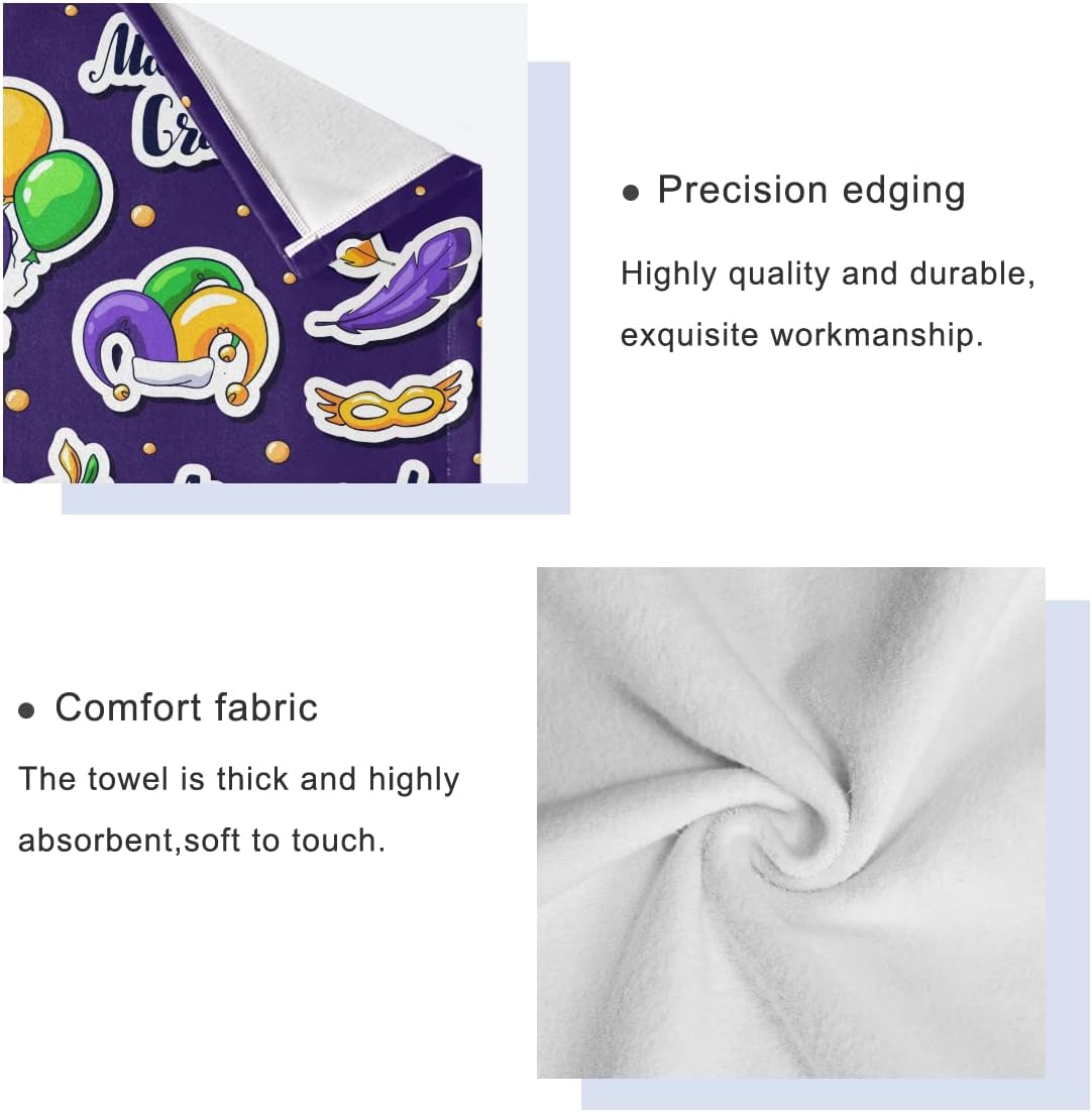 DOMIKINGMardi GrasStickers Bath Towels Set