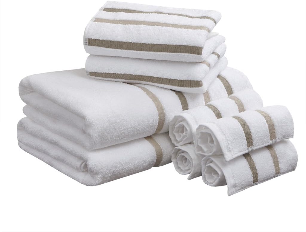 Comfort Spaces Cotton 8 Piece Bath Towel Set Striped