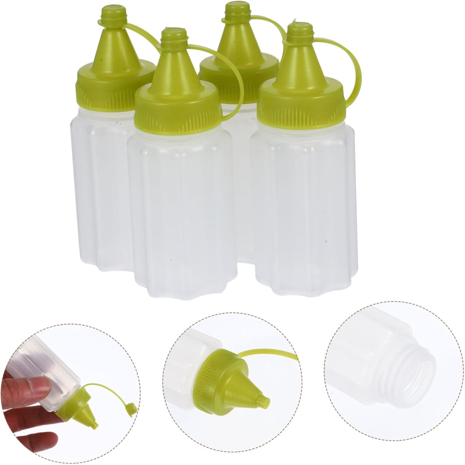 4-Piece Squeeze Bottle Set Build Your Perfect Ketchup Mustard and Dressing Dispensers