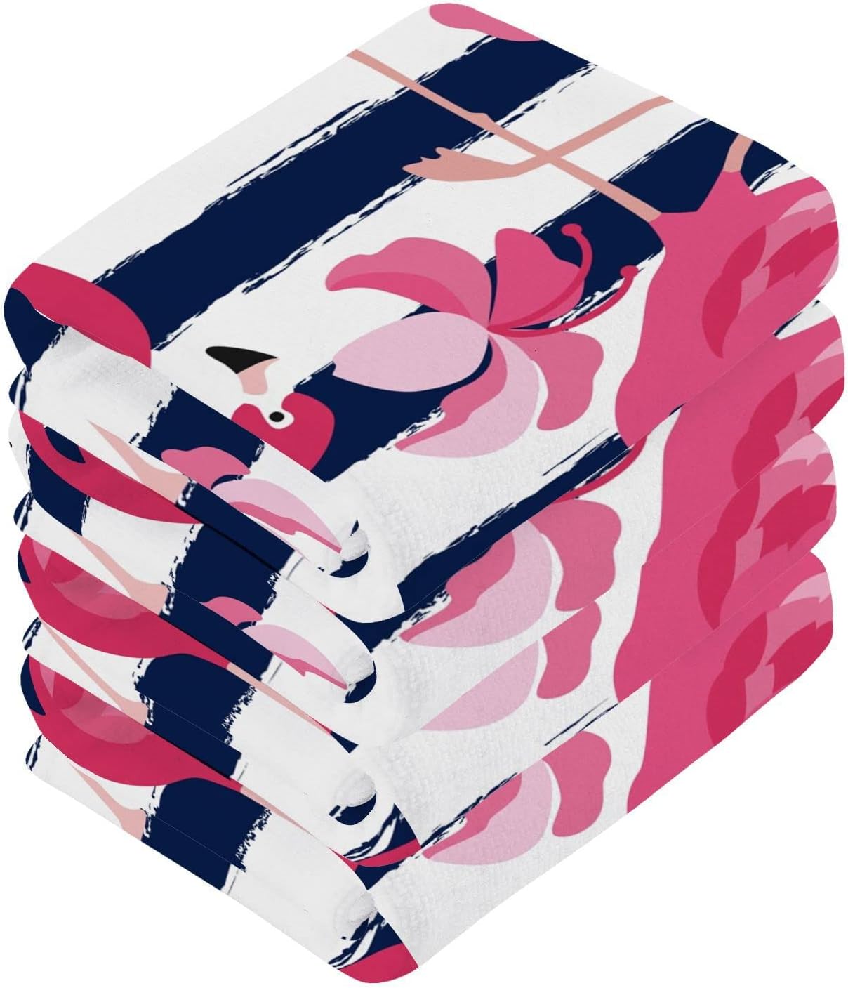 Kigai Tropical Pink Flamingo Washcloth Set Premium 12x12 inch