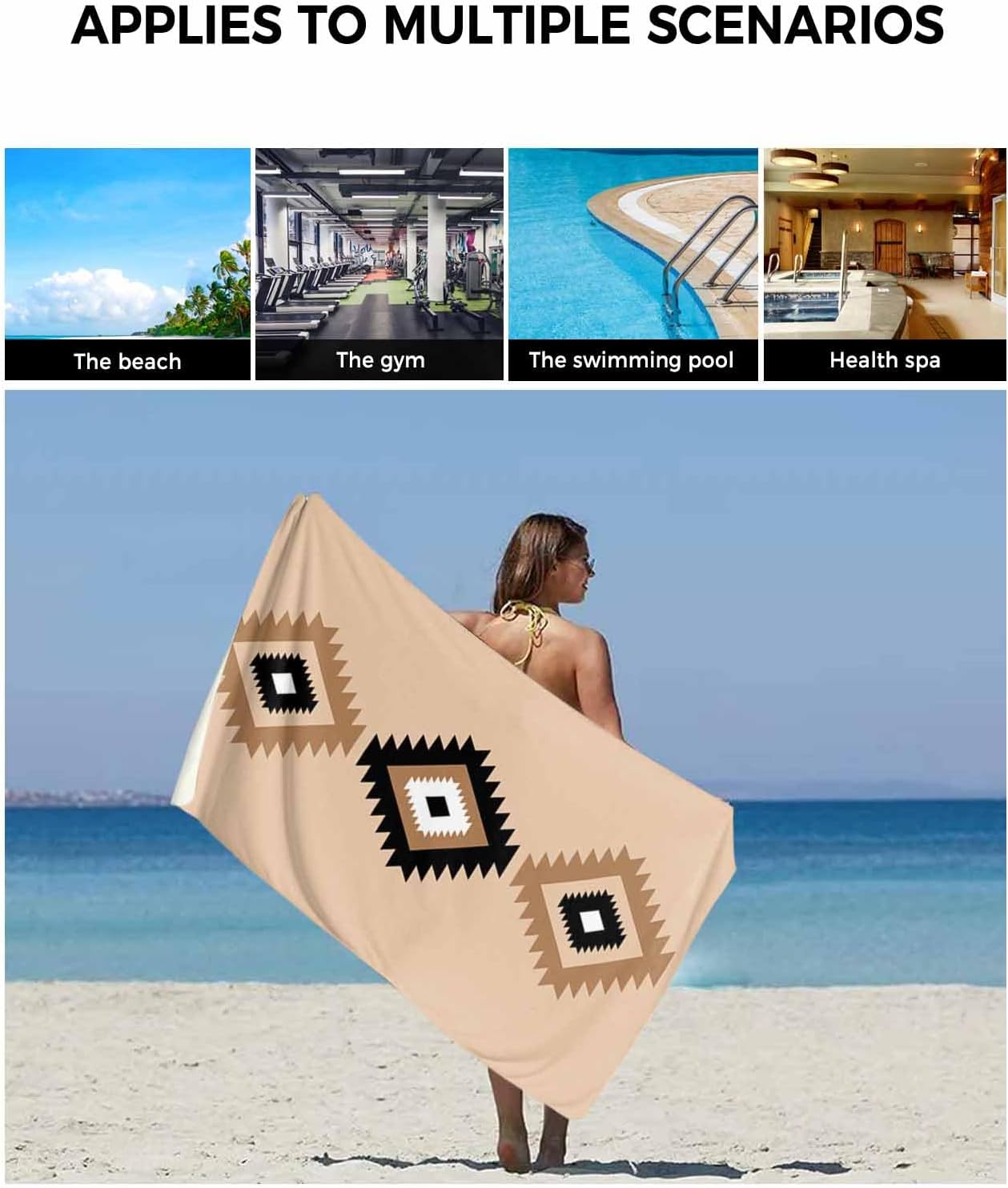 Double Love - Luxury tribal Boho Bath Towels - Handset for Home and Travel