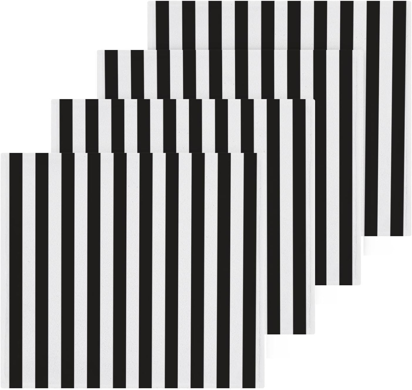 Xiguous Black and White Stripes Washcloths Soft Absorbent and Durable 12x12 Towels