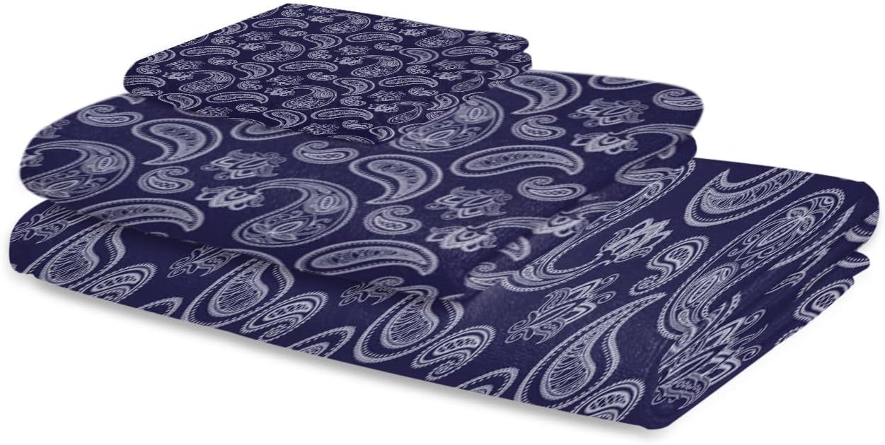 Ethnic Style Indigo Bath Towels Set