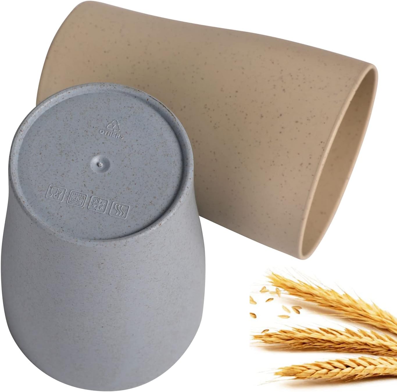 CAMBUY Wheat Straw Reusable Tumbler Set 4Pcs 15OZ