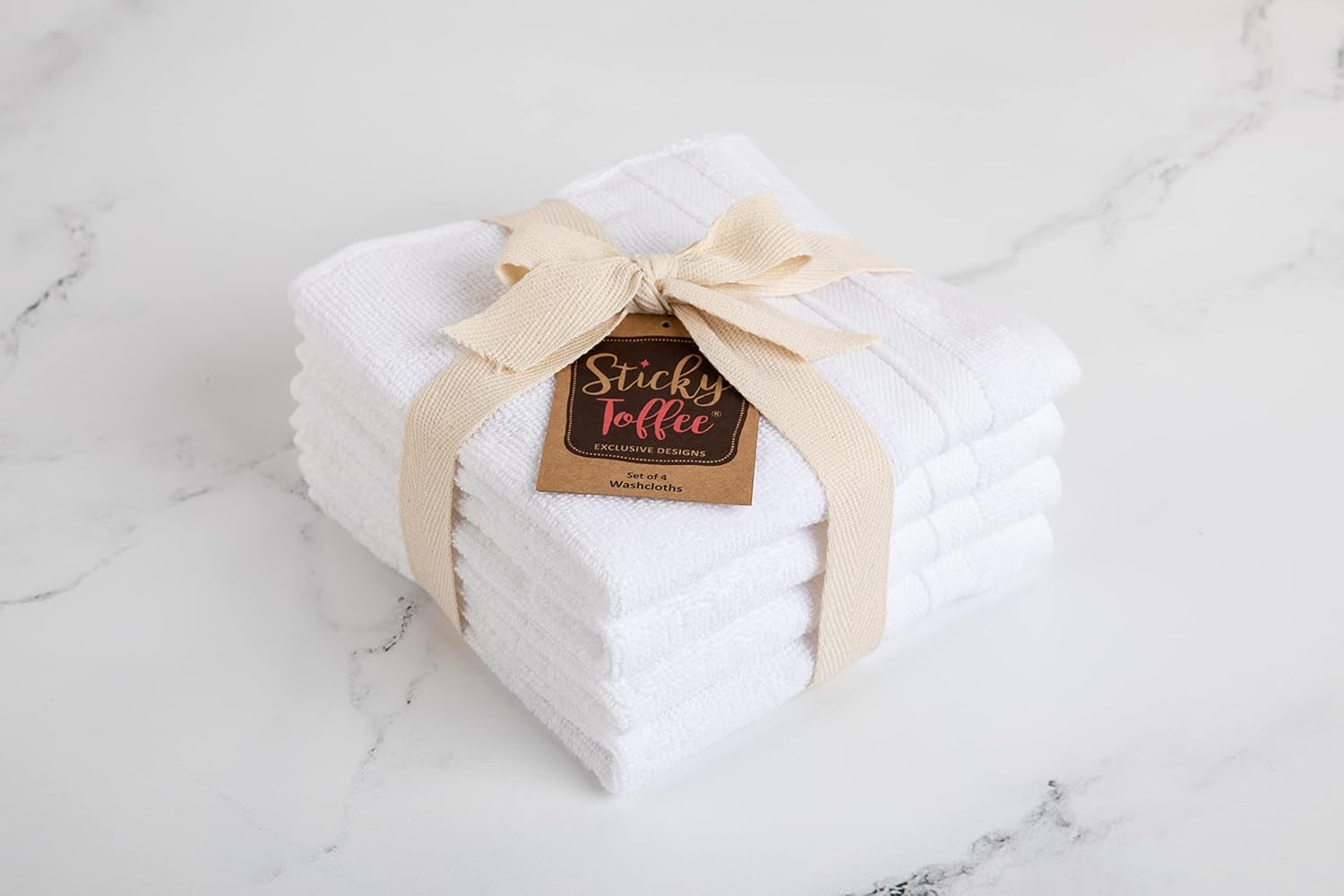 Sticky Toffee Washcloth Set Terry Cotton 13x13 in 4-Pack