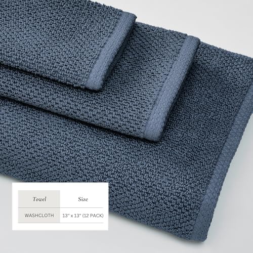 Great Bay Home Navy Washcloth 12-Pack 13x13