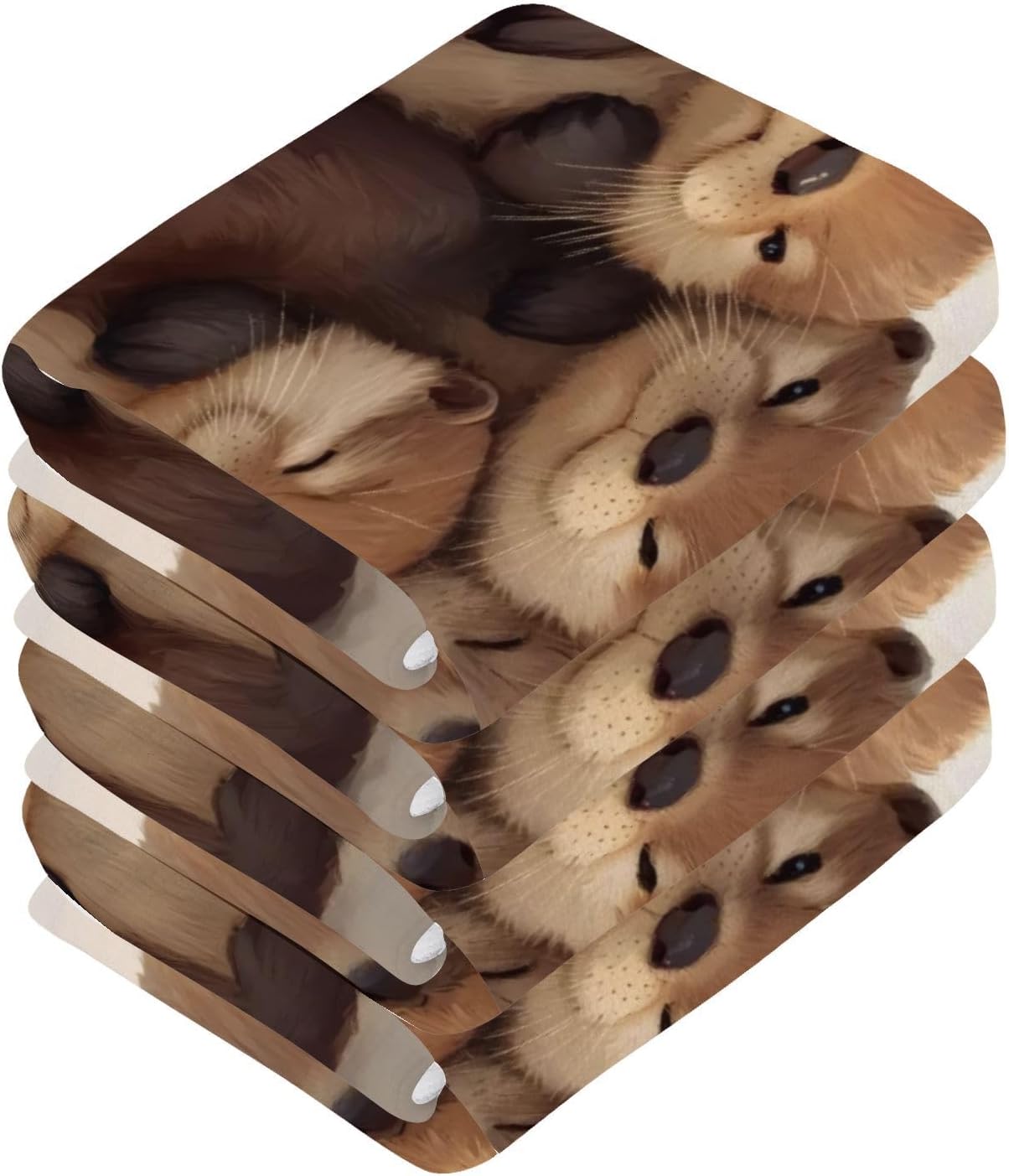 2-Pack Cute Otters Washcloths for Bathroom