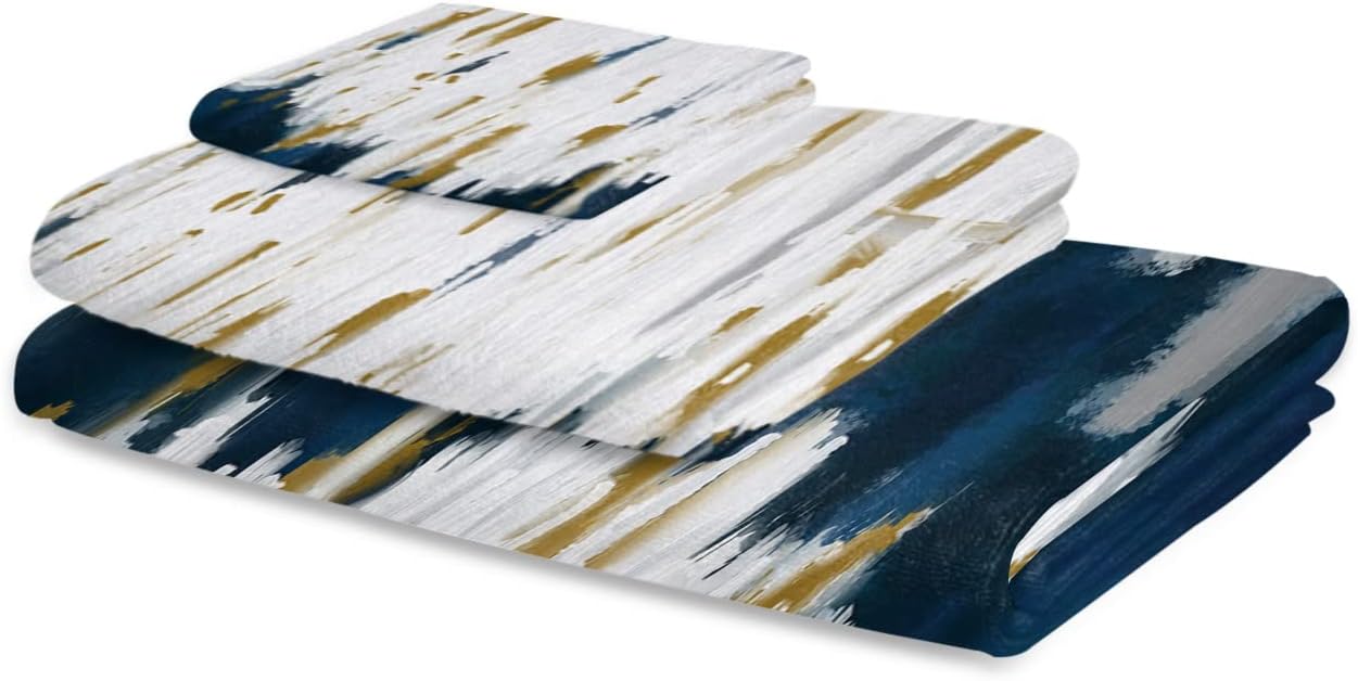 Navy Blue Abstract Towel Set