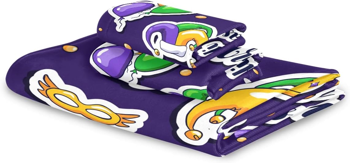 DOMIKINGMardi GrasStickers Bath Towels Set