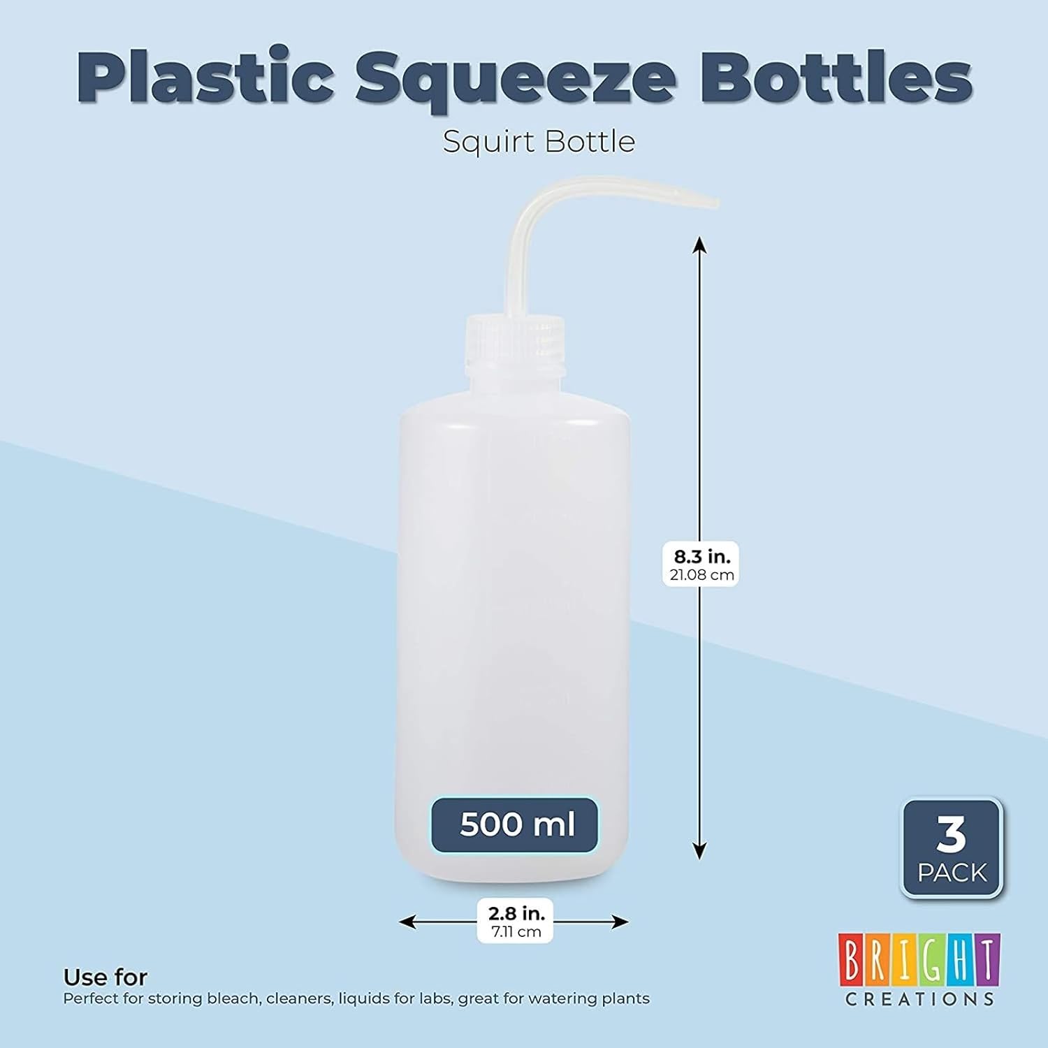 Bright Creations 16 oz Clear Plastic Squeeze Bottles 3 Pack