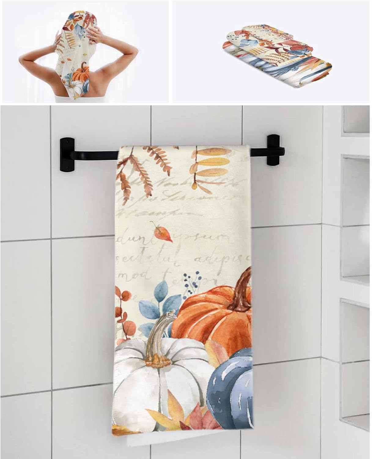 Smile Sunflower Fall Plant Bathroom Towels Set