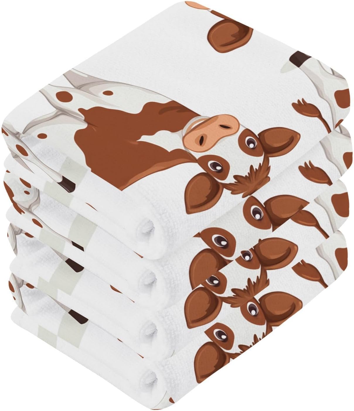 Bulletgxll 2-Piece Cow Print 12x12 Inch Washcloths