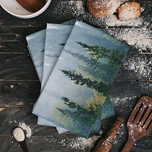 2Pack Microfiber Kitchen Towels autumn forest misty landscape 18x28 inch