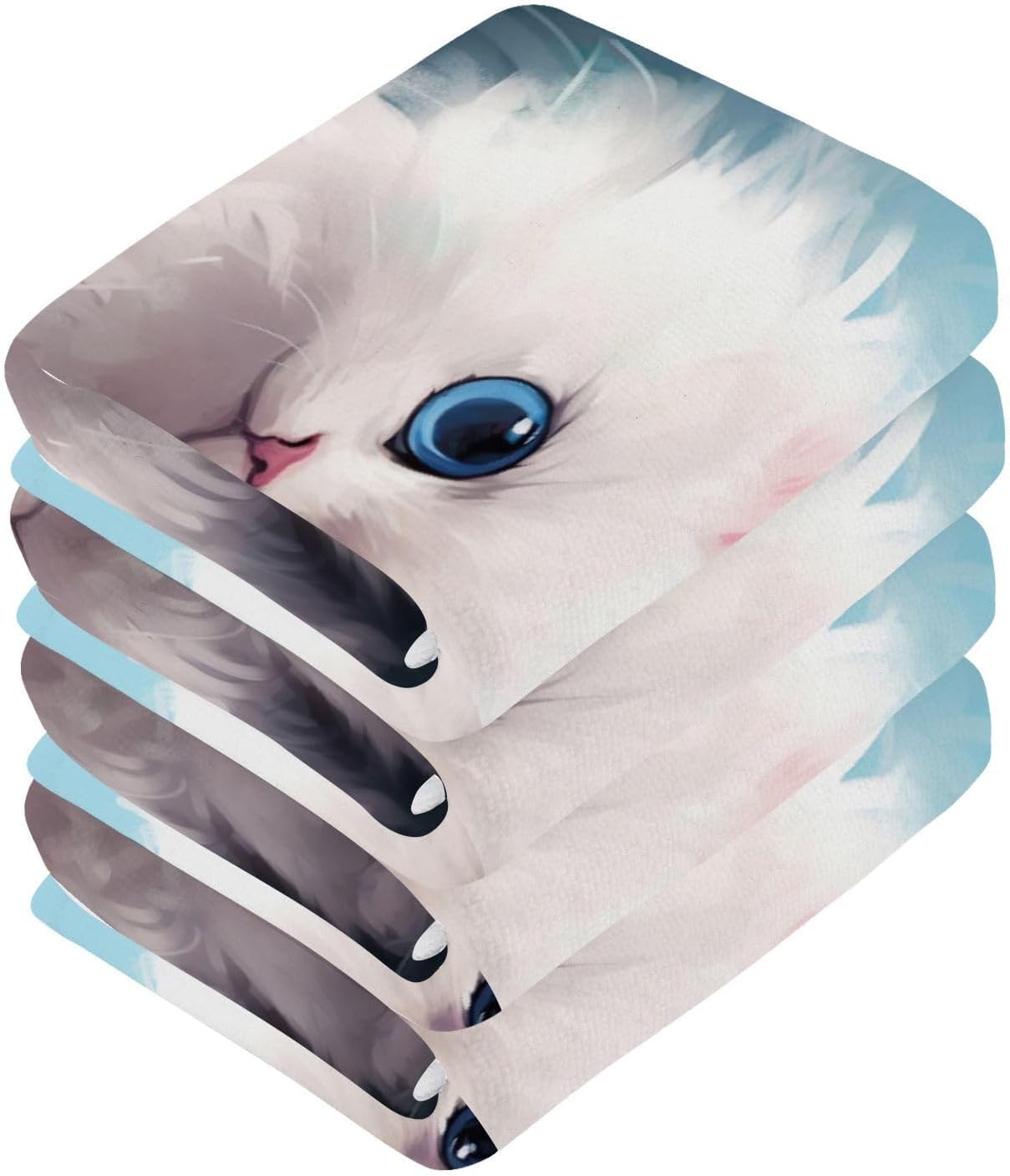 Kigai Cute Cat Washcloths Soft Quick-Dry Premium Face Towels