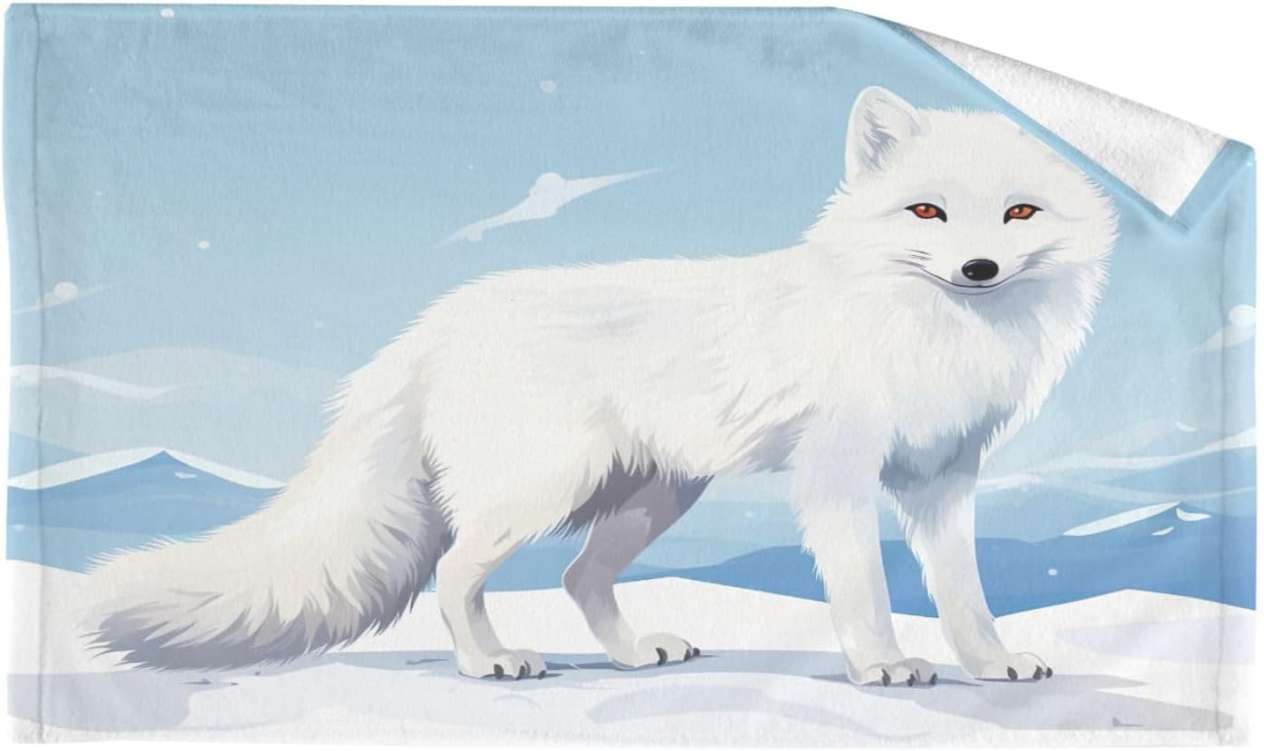 Quick Dry White Fox Snow Hand Towels