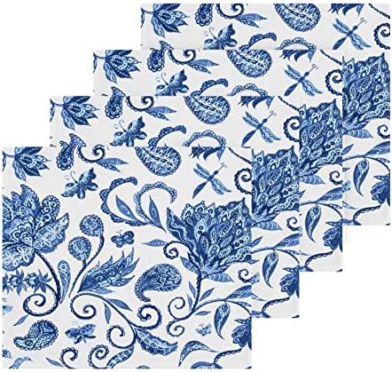 WELLDAY Blue White Floral Washcloths 2 Pack