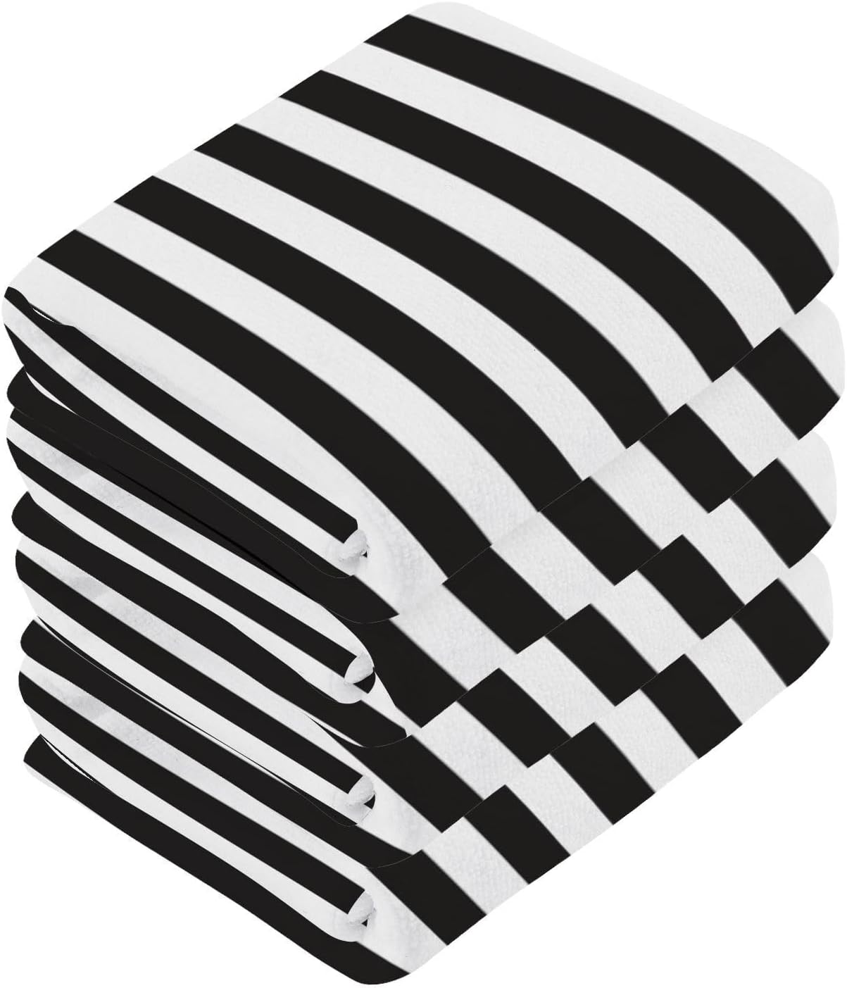 Xiguous Black and White Stripes Washcloths Soft Absorbent and Durable 12x12 Towels