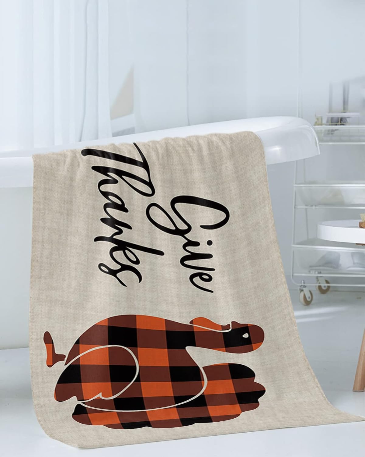 ZOE GARDEN Black Orange Check Turkey Towel Set 3-PC