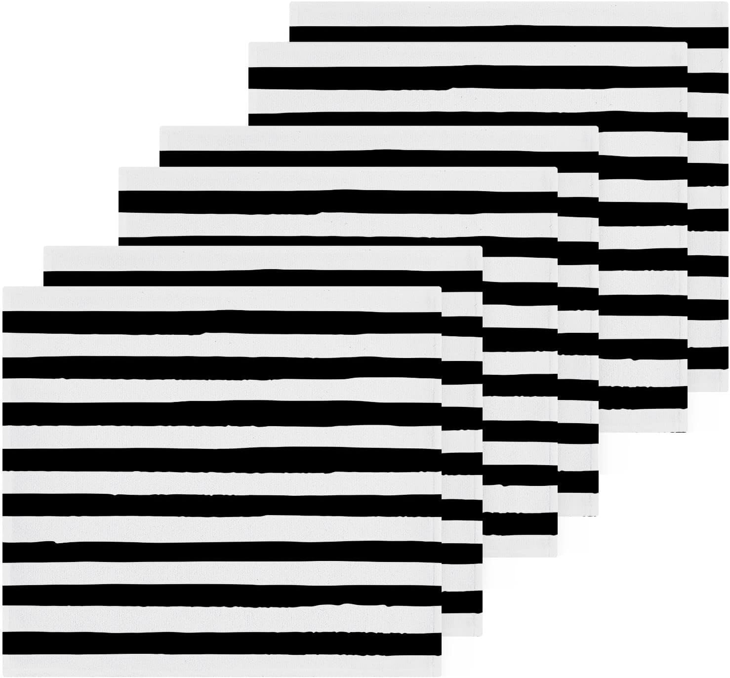 Kigai Premium Washcloth Set - Black White Stripes
