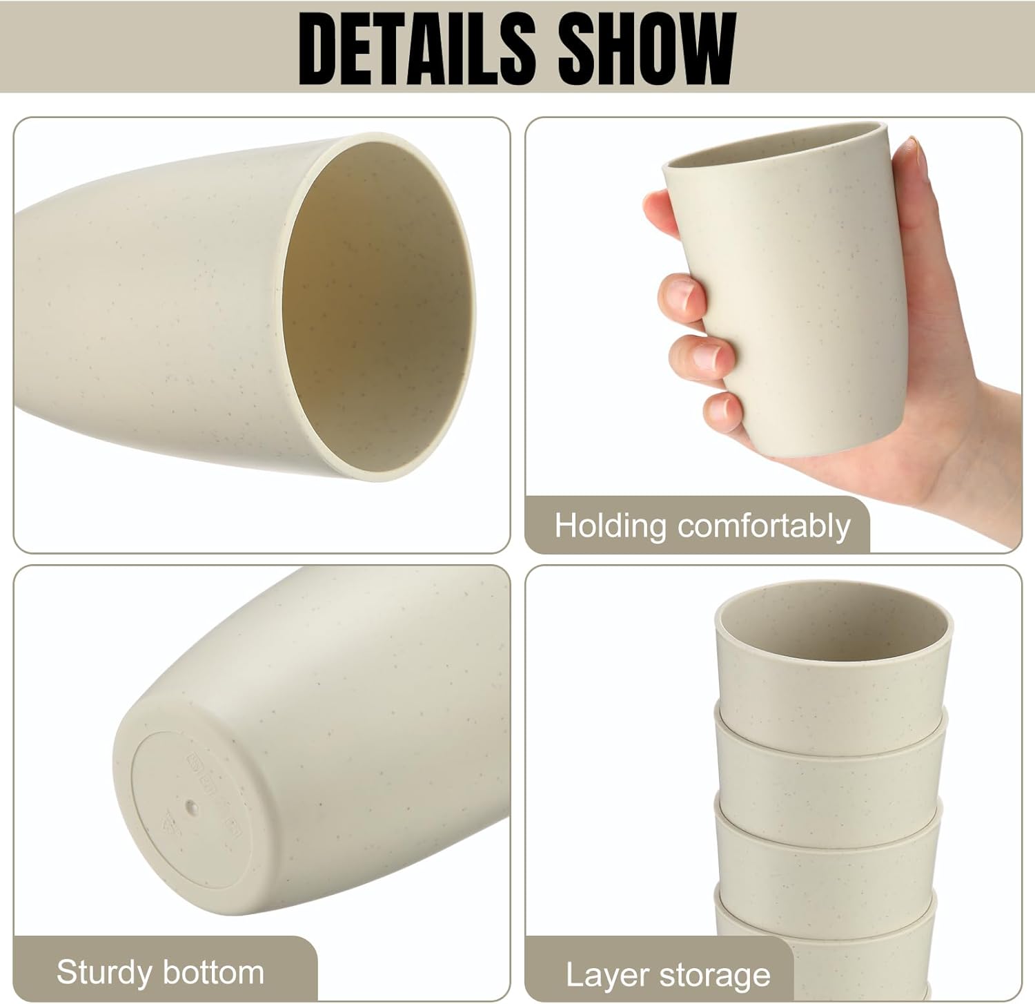 Patelai Unbreakable Plastic Cups Dishwasher Safe - Perfect for Smoothies More