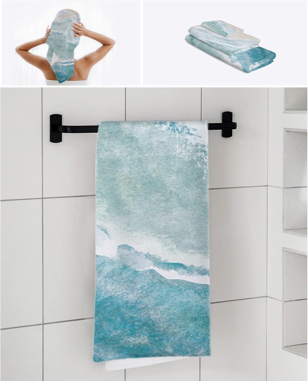 Seven Roses Microfiber Bath Towels Set - Nautical Soft for Beach Kitchen