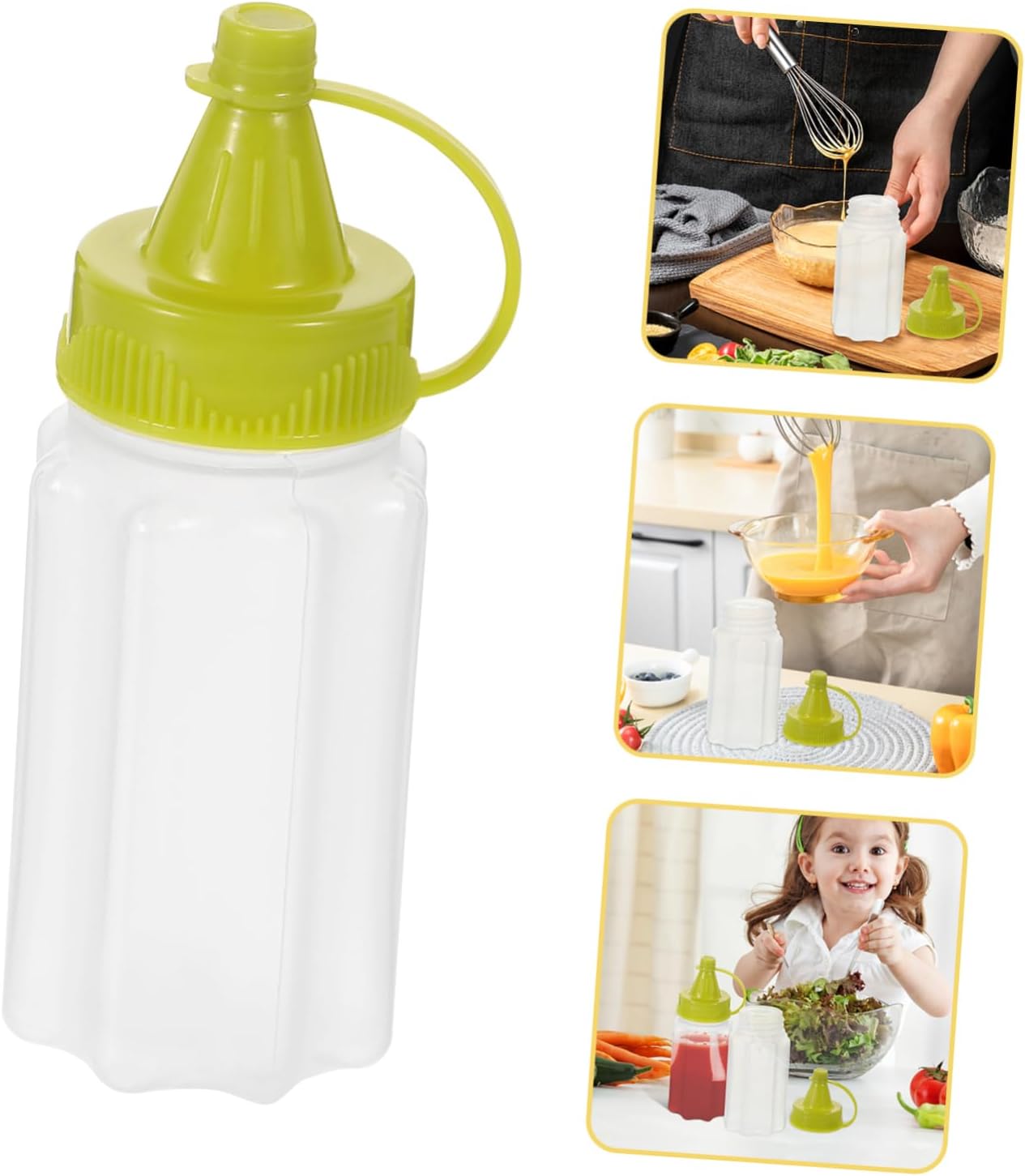 Villful 4-Pack Speedy Squeeze Bottles for Ketchup Salad Dressing More