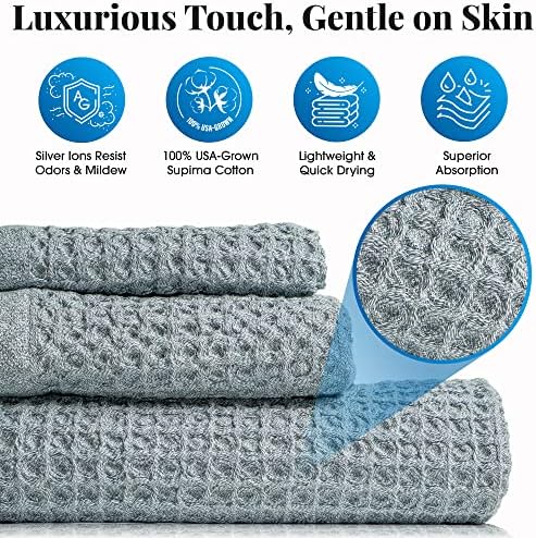 Ravel Nutrl Waffle Weave Washcloth - 13x13 Inch Blue Supima Cotton