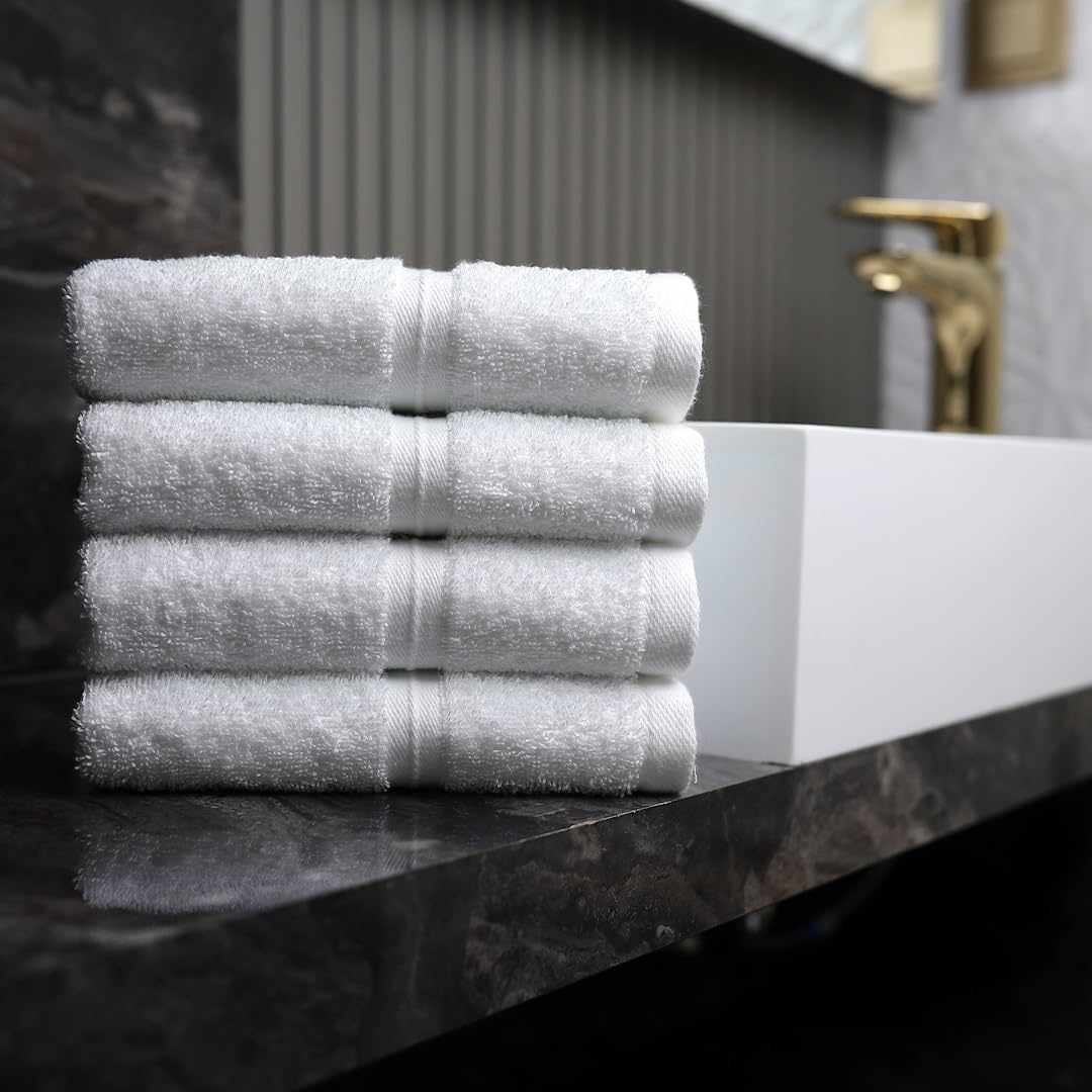Cotoniche Luxury Extra Soft Washcloths Set of 4 - Hotel Quality 12x12 White