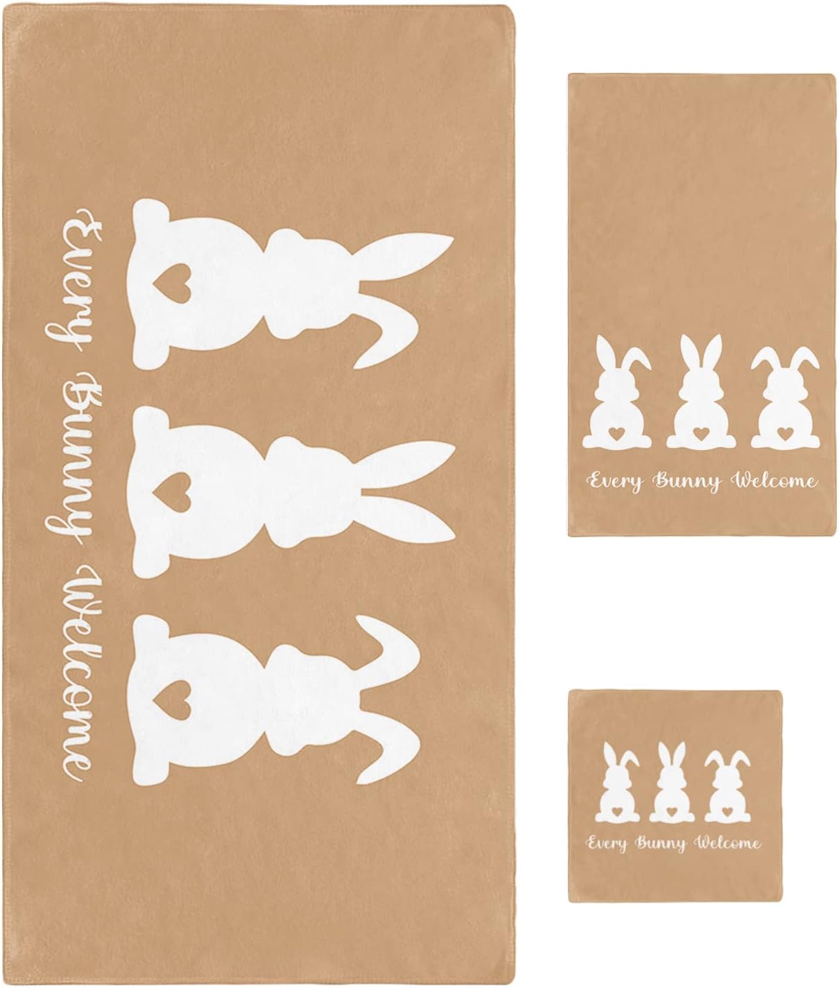 Anzona Easter White Bunny 3 Piece Bath Towel Set