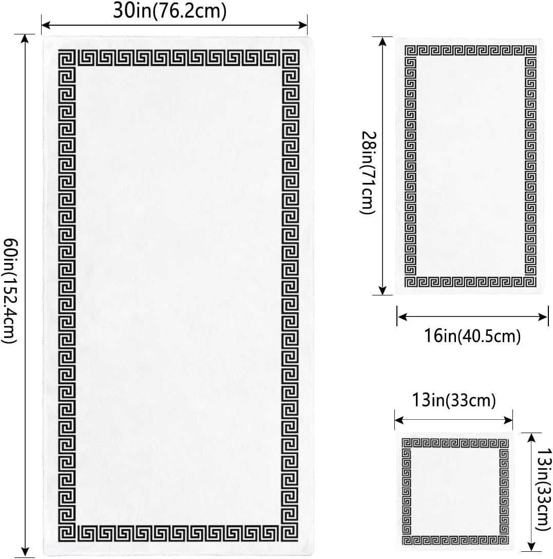 Lsrtoss Black Geometric Bath Towel Set