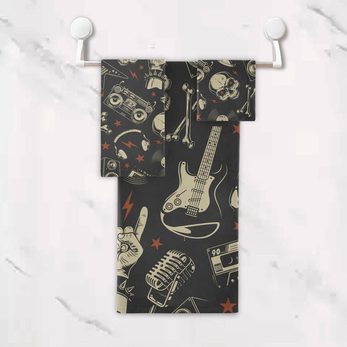 DOMIKING Skull Bath Towel Set of 3