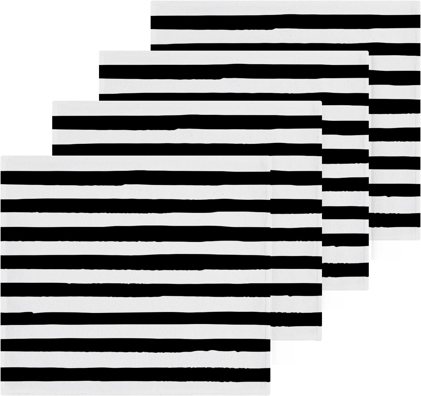 Kigai Premium Washcloth Set - Black White Stripes