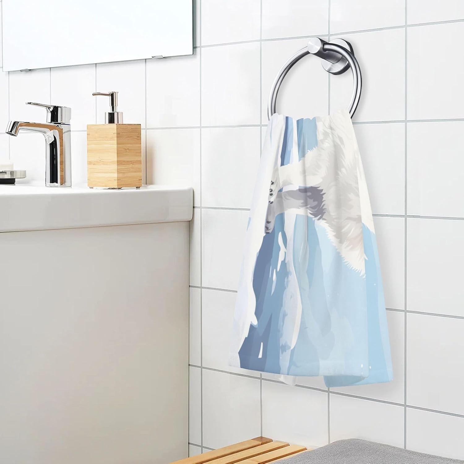 Fox White Snow Hand Towels High-Quality Cotton Washcloths for All Uses