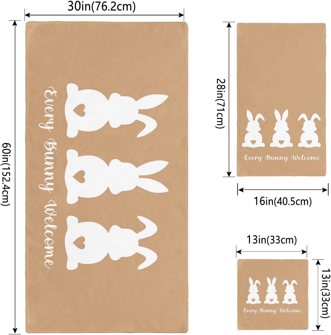Anzona Easter White Bunny 3 Piece Bath Towel Set