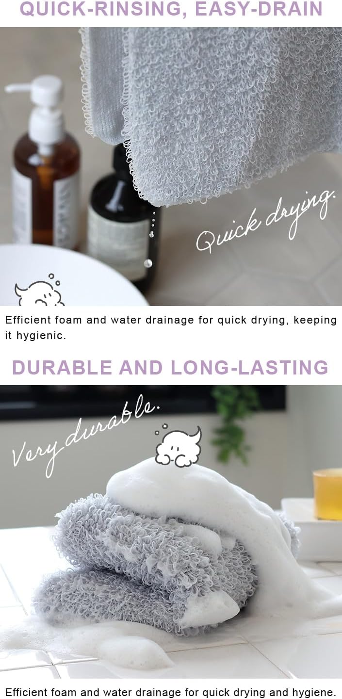 Exfoliating shower towel for luxurious lather