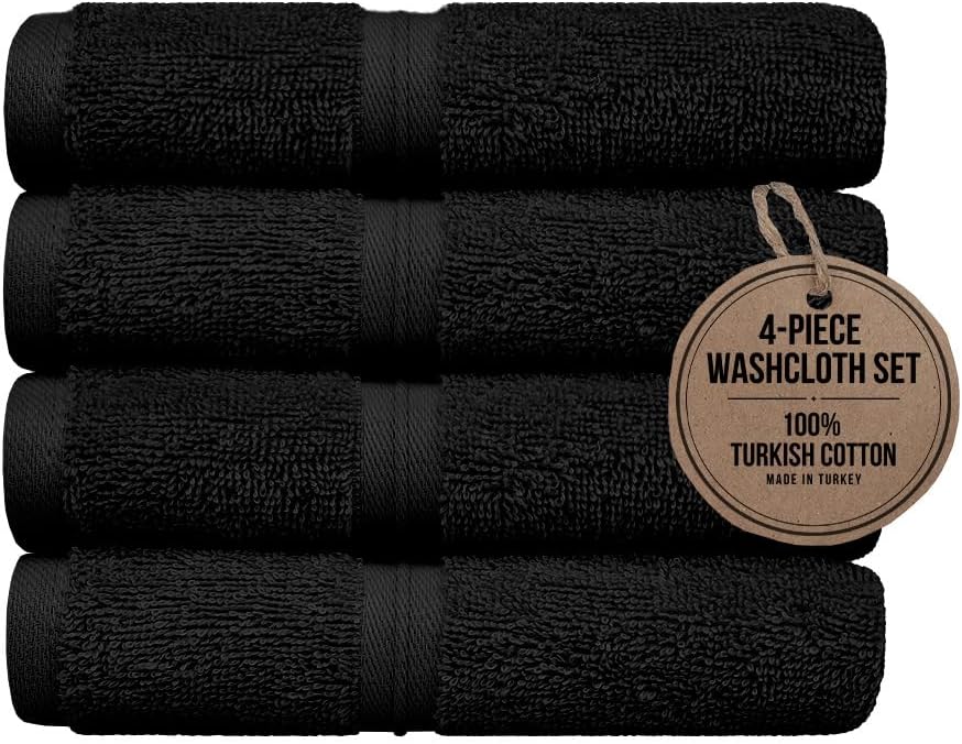 Fluffy Super Soft Washcloth Set of 4 12x12 - Hotel Quality