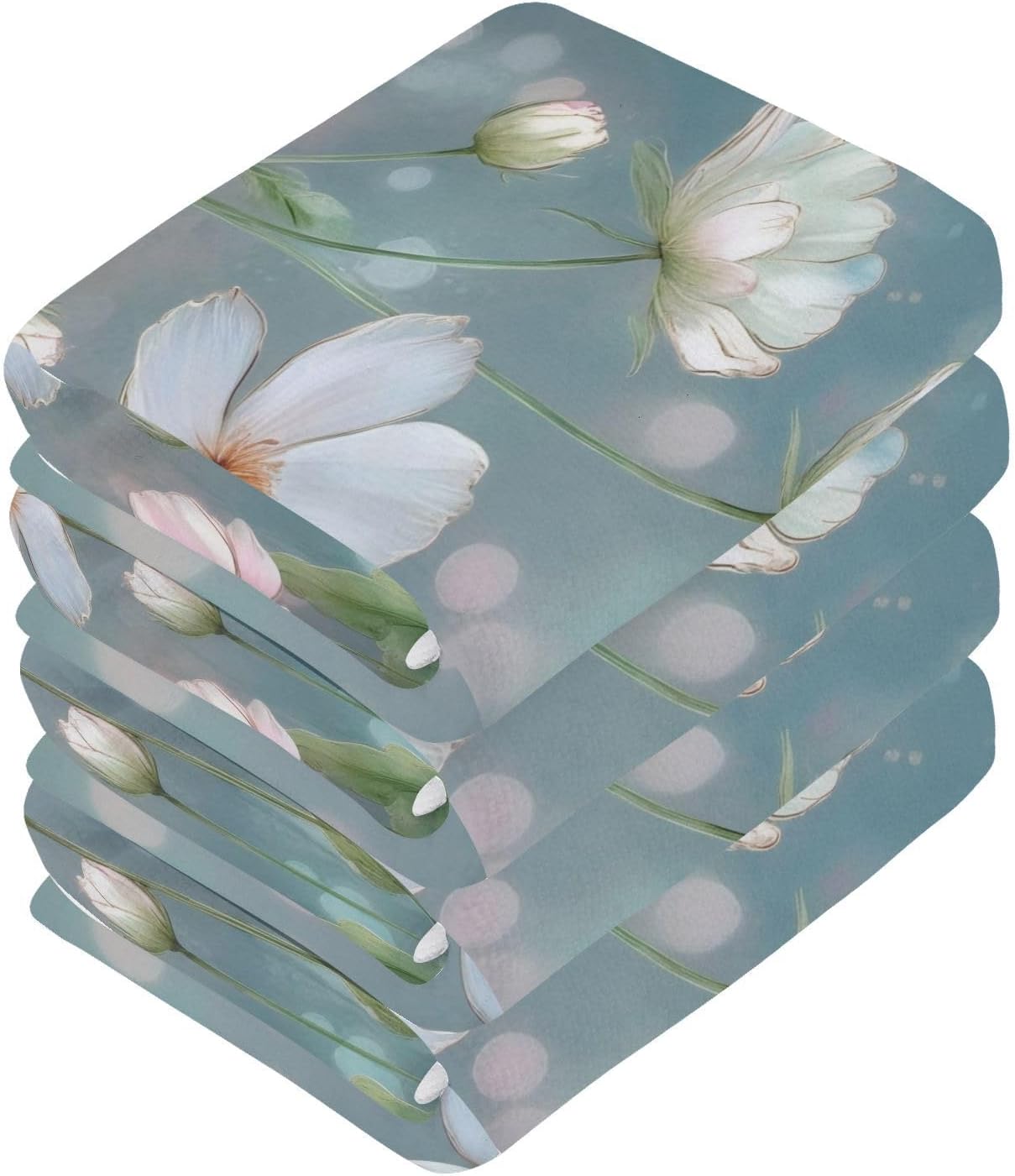 FUGIDOG Floral Design Washcloth Set - Soft Absorbent for Daily Use