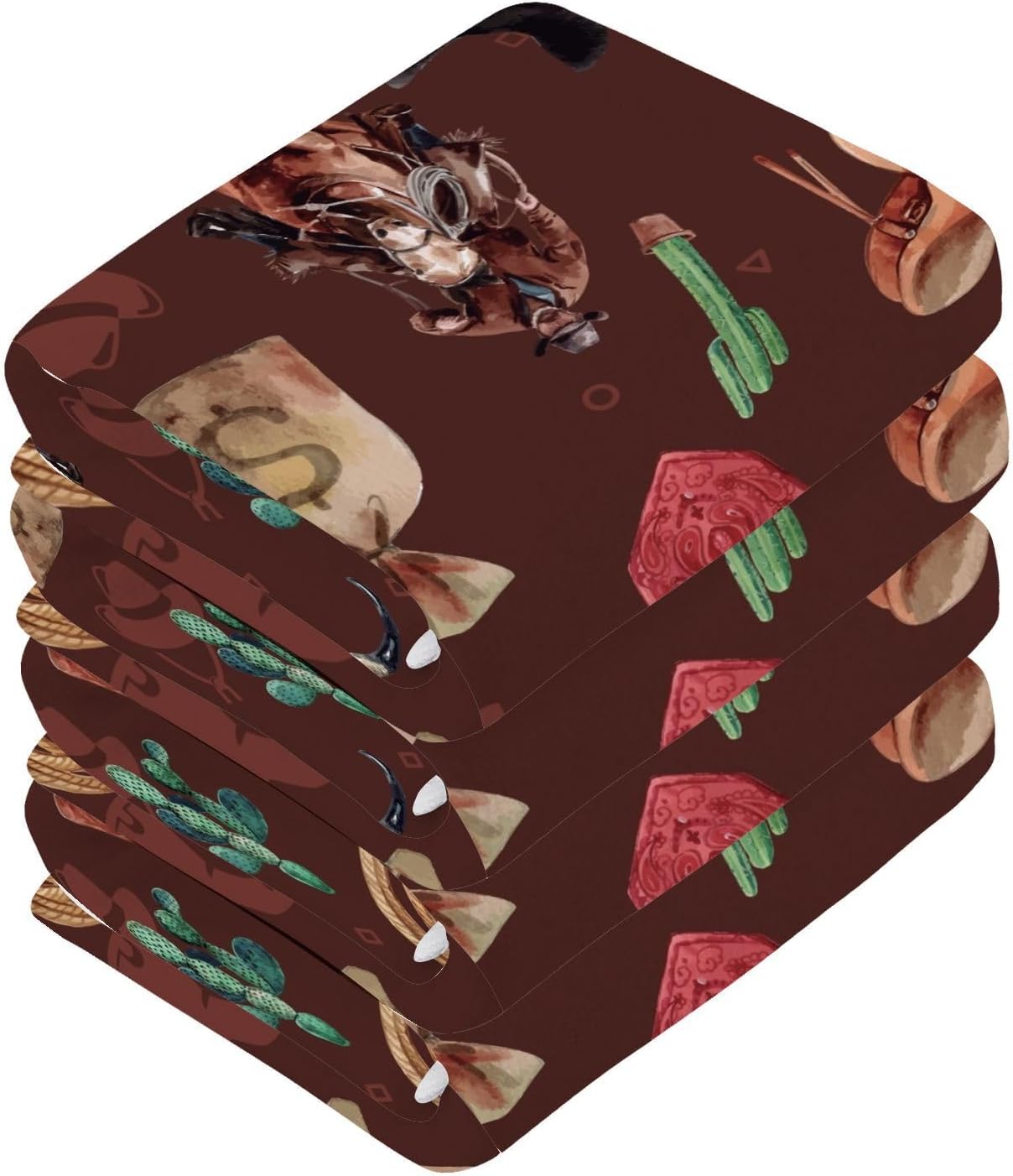 FUGIDOG Wild West Washcloths Set of 2 12x12 Inch