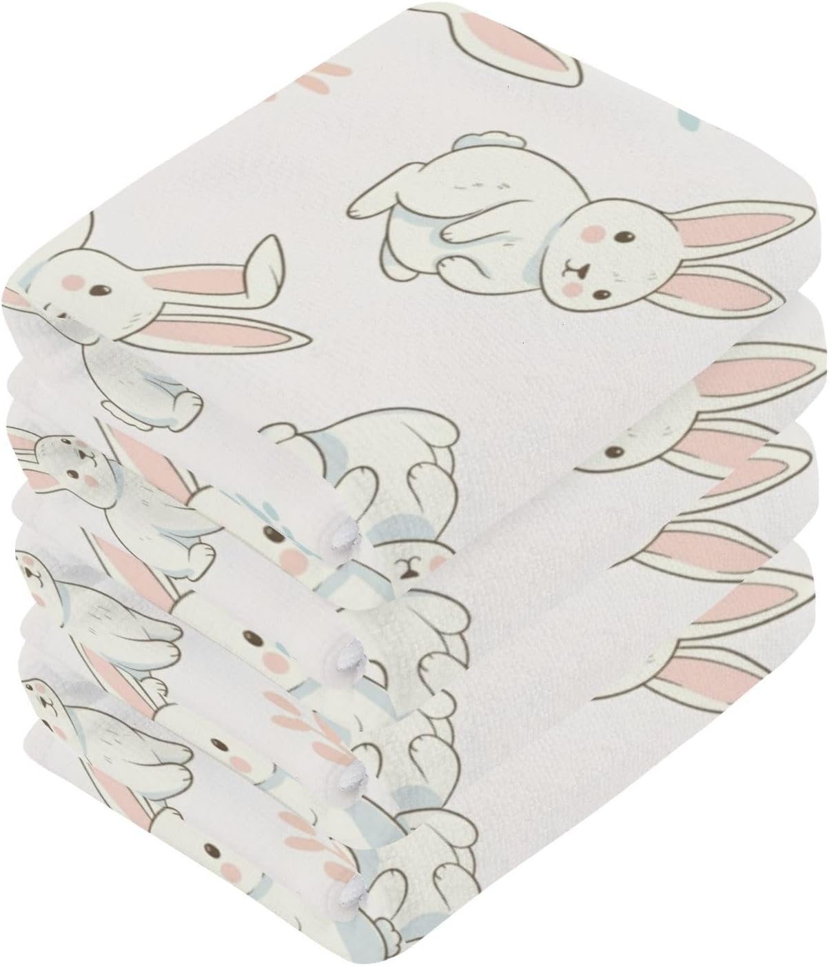 2-Pack Cute Rabbit Washcloth for Bathroom 12x12in Soft Cotton Towels