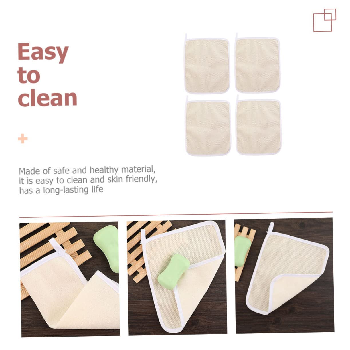 4-Piece Exfoliating Body Scrub Towels for Smooth Skin